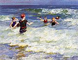 Edward Potthast In the Surf painting